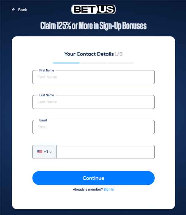 BetUS Sign-up