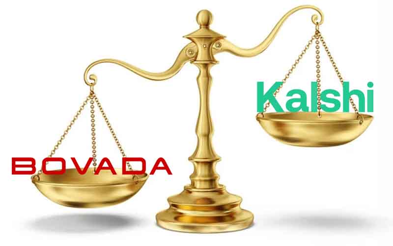 a scale showing that Bovada has a greater value than Kalshi